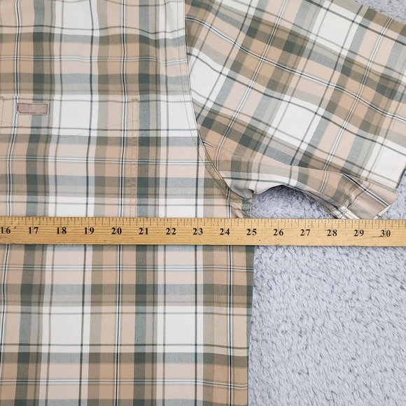 Carhartt Shirt Mens Large Brown Green Plaid Short Sleeve Button Down Workwear - Picture 12 of 16